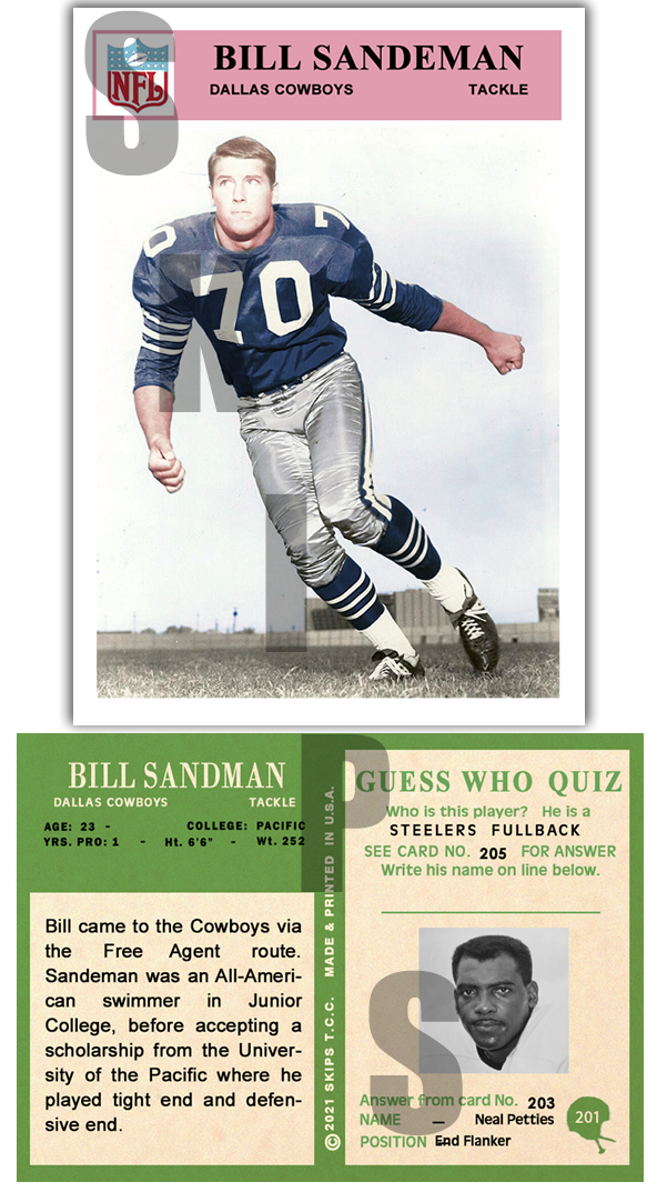 1966 STCC #201 Bill Sandeman Philadelphia Dallas Cowboys